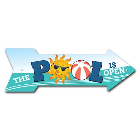 Signmission The Pool Is Open Arrow Sign Funny Home Decor 18in Wide P-ARROW-999573